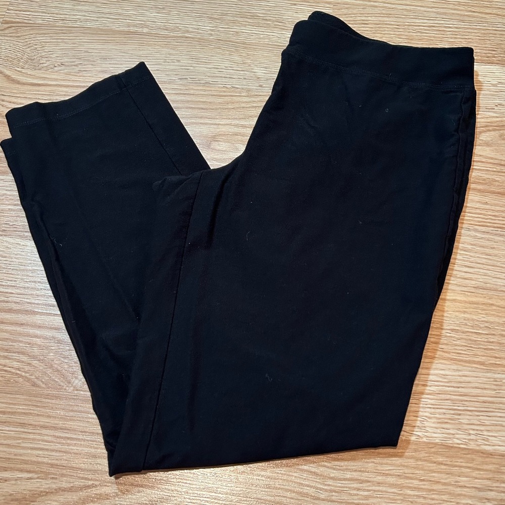 Eileen Fisher Black Viscose Stretch Pull On Crop‎ Pants Medium